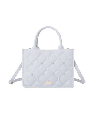 Maison de FLEUR パールビジューキルティングスクエアショルダー Light Blue