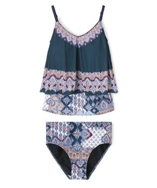 San-ai Resort（三愛水着楽園） ロングパンツセット水着　9M・11L　【Coral veil（コーラルヴェール）】 グリーン