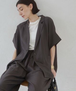 WEGO 【ANGIE VINTAGE】接触冷感半袖ジャケット ブラック中濃色
