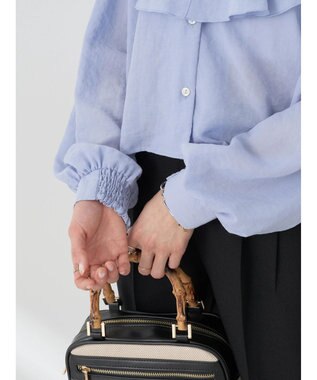 earth music&ecology ラッフルショートブラウス Sax