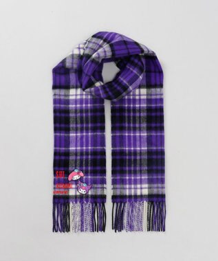 AURORA 【 ANNA SUI（アナ スイ）】マイメロディ&クロミ 刺しゅうブローチ付きチェックマフラー