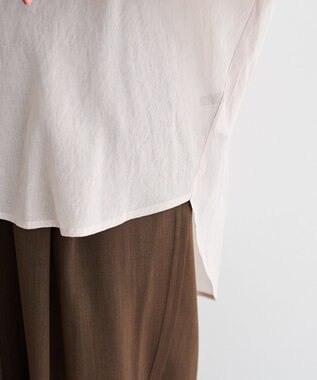YECCA VECCA ドライタッチシアーバンドカラーシャツ Gray Beige
