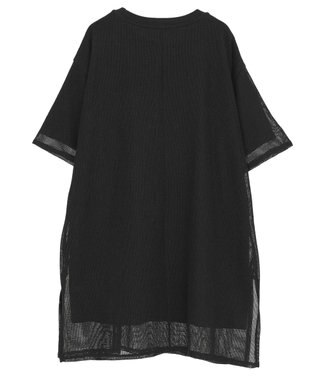 Green Parks 半袖メッシュドッキングチュニック Black