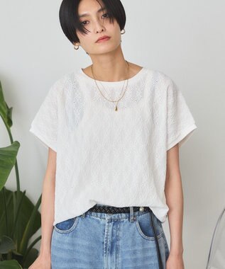AMERICAN HOLIC フレンチスリーブ総レースプルオーバー Off White