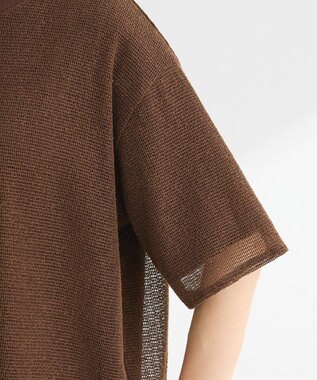 Green Parks 半袖メッシュドッキングチュニック Brown