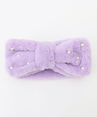 ANY KIDS パール×リボンファーマフラー ラベンダー