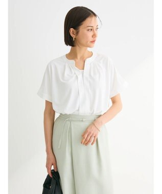 Green Parks ２ｗａｙ　フレンチスリーブ釦付ブラウソー Off White