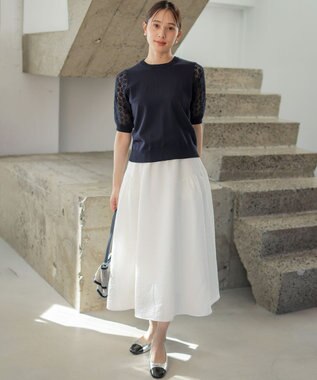 組曲 【WEB限定】シアージャカード スカート ホワイト系
