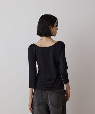 GRACE CONTINENTAL テレコボートネックトップ ブラック