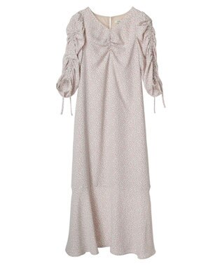 earth music&ecology 袖ドロストフラワーワンピース Pink