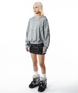 WEGO 【ユニセックス着用ITEM/MLサイズ展開】コールドダイスウィッチングプルパーカー グレー