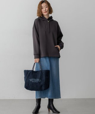 23区 S 【洗える】コットンエアーダンボール ドロスト フーディー グレー系