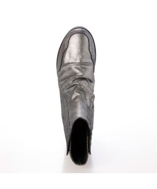 MODE ET JACOMO <D'ICI>ドレープワイドベルトショートブーツ グレーメタリック