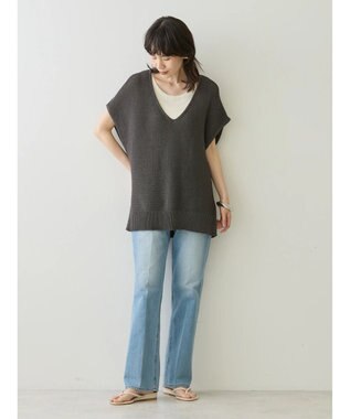 AMERICAN HOLIC リネンブレンドニットベスト Charcoal Gray