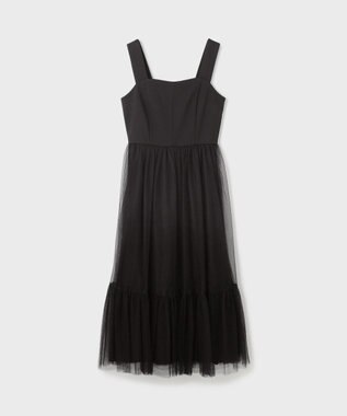 GRACE CONTINENTAL チュールコンビティアードワンピース ブラック