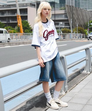 WEGO 【機能T/ユニセックス着用ITEM/MLサイズ展開】接触冷感グラフィックヘンリーBIG　T（SS） ホワイト