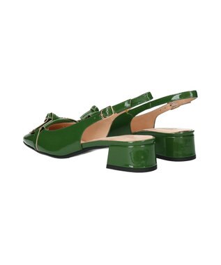 INTER-CHAUSSURES 【INTER-CHAUSSURES】スクエアトウチャンキーヒールバックバンド グリーンエナメル