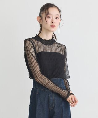 earth music&ecology レースドッキングプルオーバー Black