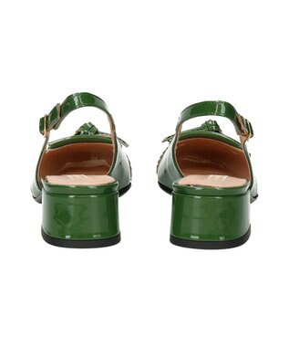 INTER-CHAUSSURES 【INTER-CHAUSSURES】スクエアトウチャンキーヒールバックバンド グリーンエナメル