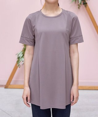 Tiaclasse 【洗える・接触冷感・紫外線ケア・サラごこち】はしごレースチュニック ピンクモカ