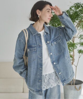 WEGO 【ANGIE VINTAGE】オーバーサイズデニムジャケット ブルー