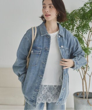 WEGO 【ANGIE VINTAGE】オーバーサイズデニムジャケット ブルー