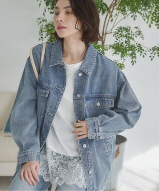 WEGO 【ANGIE VINTAGE】オーバーサイズデニムジャケット ブルー