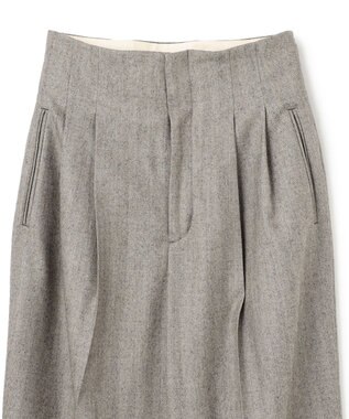 BEIGE， NATION / ウールヘリンボーンタックワイドパンツ C.Gray