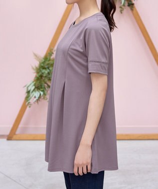 Tiaclasse 【洗える・接触冷感・紫外線ケア・サラごこち】はしごレースチュニック ピンクモカ