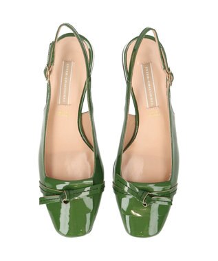 INTER-CHAUSSURES 【INTER-CHAUSSURES】スクエアトウチャンキーヒールバックバンド グリーンエナメル