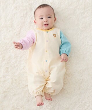 MIKI HOUSE HOT BISCUITS 【50-60cm】接結カノコ素材 ワンポイント刺繍 ツーウェイオール マルチカラー