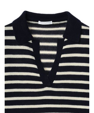 Green Parks キーネックボーダープルオーバー Navy