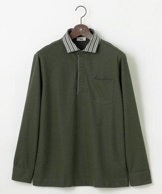 JOSEPH ABBOUD 【消臭などの高機能】オーガニックコットン ダディ 長袖 ポロシャツ カーキ系