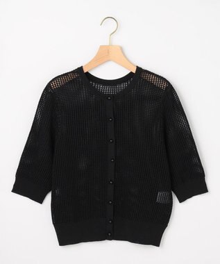 組曲 L 【先行予約・前後着用可】メッシュニット 七分袖カーディガン