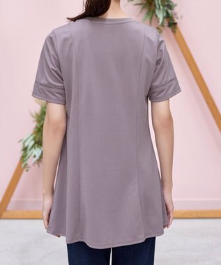 Tiaclasse 【洗える・接触冷感・紫外線ケア・サラごこち】はしごレースチュニック ピンクモカ