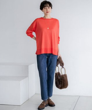 23区 L 【洗える】オータムシャイニー リラクシー ニット オレンジ系