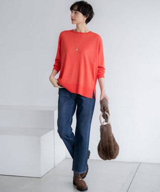 23区 L 【洗える】オータムシャイニー リラクシー ニット オレンジ系