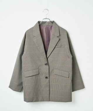 WEGO ボクシーテーラードジャケット ベージュチェック1