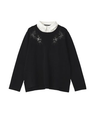 YECCA VECCA 2way襟付きレースニット Black