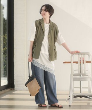 Green Parks レースドッキングＴシャツ Off White
