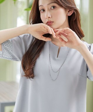 Tiaclasse 裾レース切替チュニック サックス