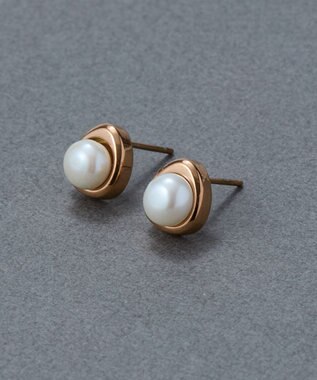 Phoebe 〈金属アレルギー対応〉ニュアンスメタルドロップパールピアス/シャンパンゴールド　淡水パール/天然パール シャンパンゴールド