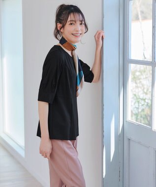 Tiaclasse L 【洗える】マトンスリーブカットソートップス ブラック