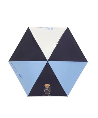 MOONBAT 【キッズ】POLO RALPH LAUREN(ポロ ラルフローレン) ポロベア 晴雨兼用 折りたたみ傘 カラーコンビ ビニール窓 サックスブルー