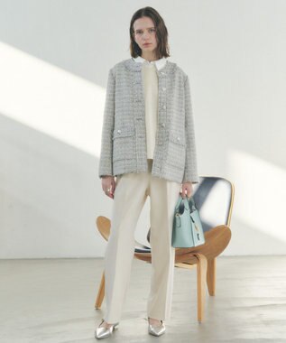 YECCA VECCA 2way襟付きレースニット Ivory