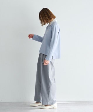 YECCA VECCA 2way襟付きレースニット Grayish Blue