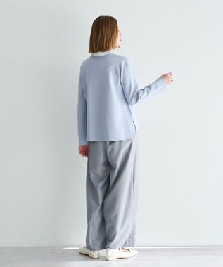 YECCA VECCA 2way襟付きレースニット Grayish Blue
