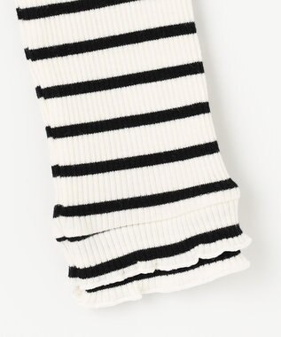 ANY KIDS テレコハイネック長袖Tシャツ ホワイト×ブラック