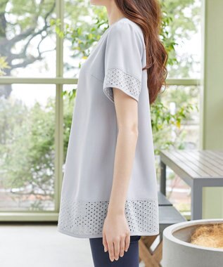 Tiaclasse 裾レース切替チュニック サックス