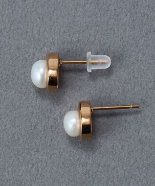Phoebe 〈金属アレルギー対応〉ニュアンスメタルドロップパールピアス/シャンパンゴールド　淡水パール/天然パール シャンパンゴールド